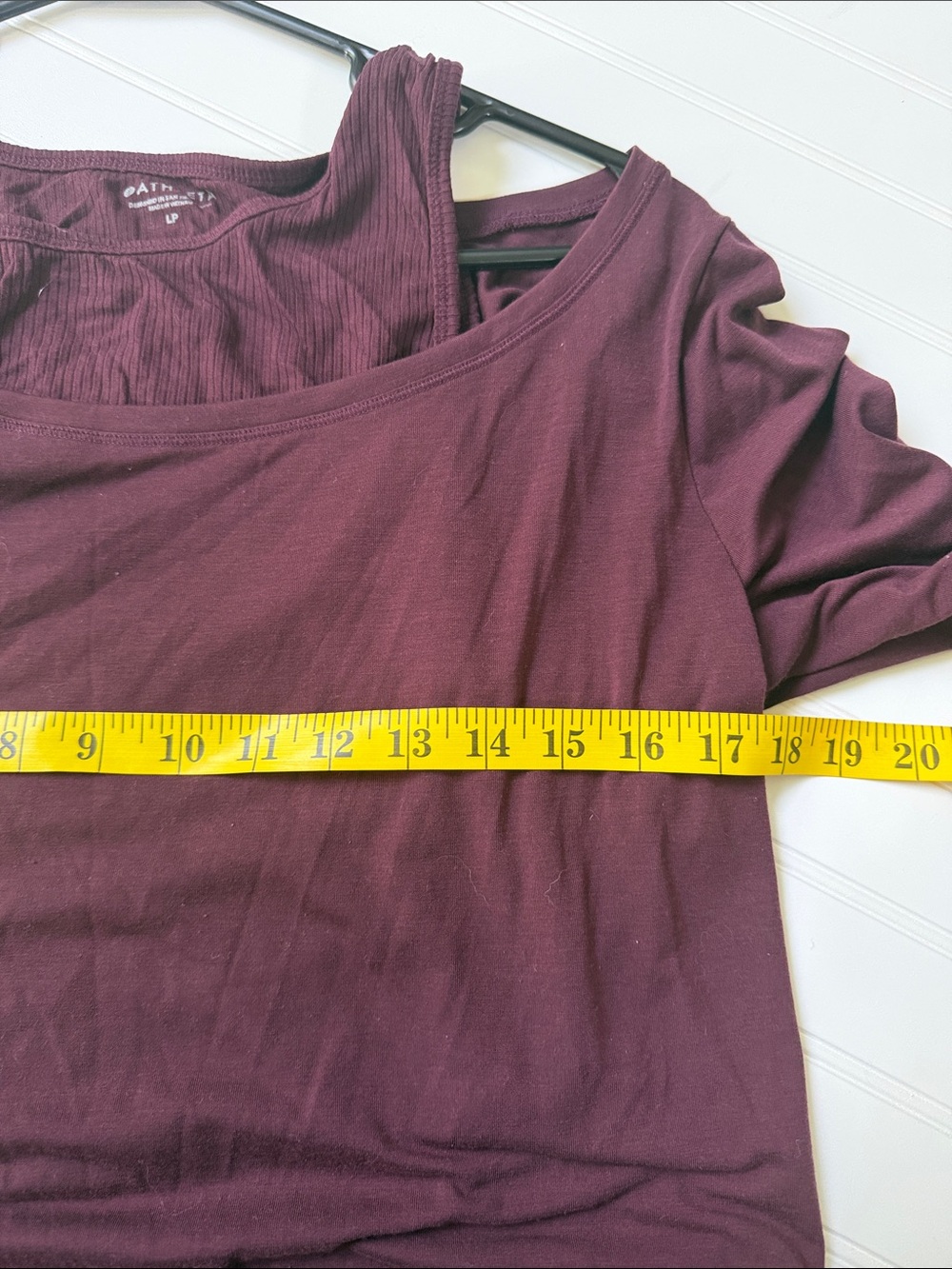 (359)Athleta Wine-Colored Long Sleeve Layered Tank Top - Picture 6 of 7